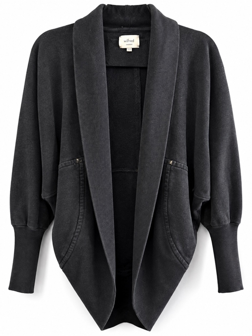 Aritzia Wilfred Diderot Cocoon Cardigan Black Studded Open Front XXS Oversized